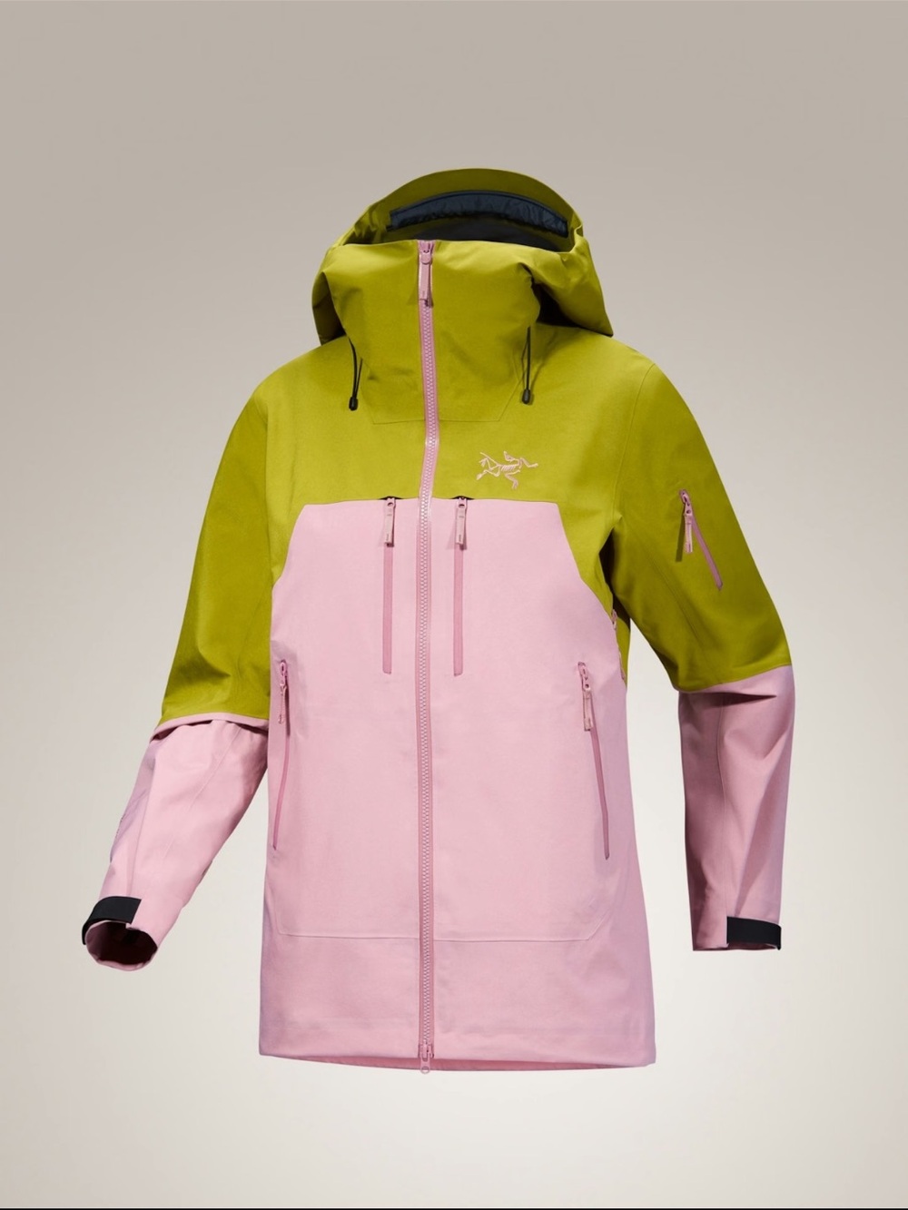 Arc'teryx Kids Lime Green & Light Pink Waterproof Rain Jacket